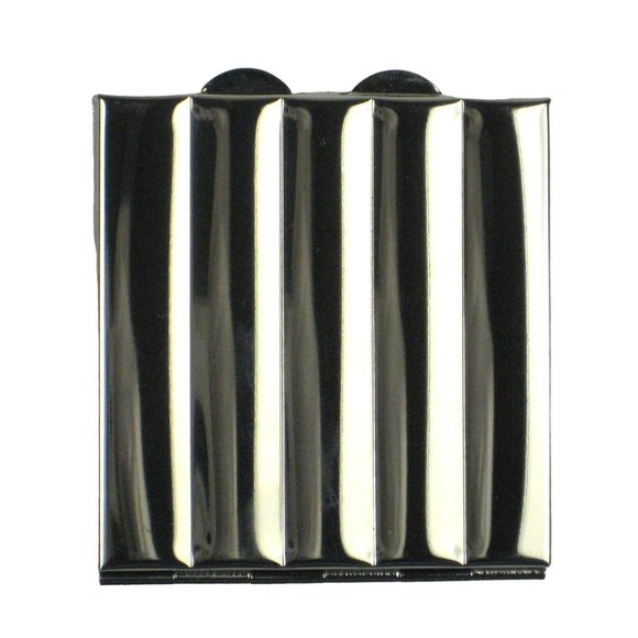 Compact Mirror Silvertone Square Wavy Folds Hinge Ridge Lines Art Deco STYLE - Picture 2 of 5